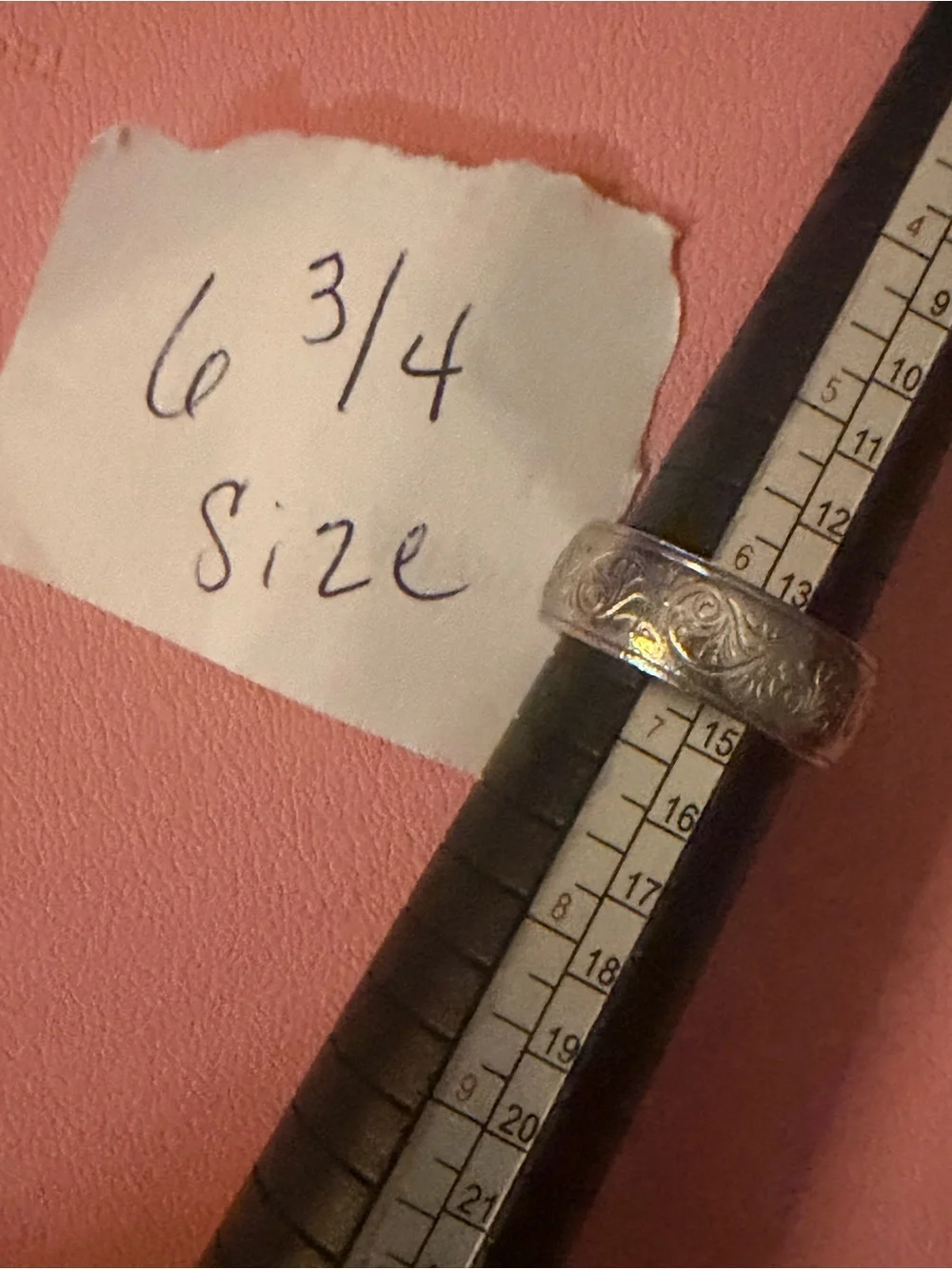 Metal Masters Size 6.75 Silver Stainless Steel Ornate Engraved Band Ring